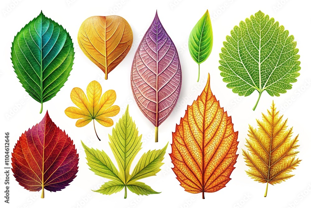 Obraz premium Elegant Leaf Design Elements - White Background Illustrations