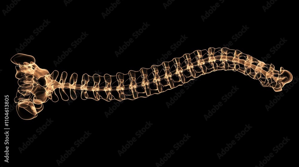 A detailed representation of a human spine, highlighting its structure and anatomy. A detailed representation of a human spine, highlighting its structure and anatomy.