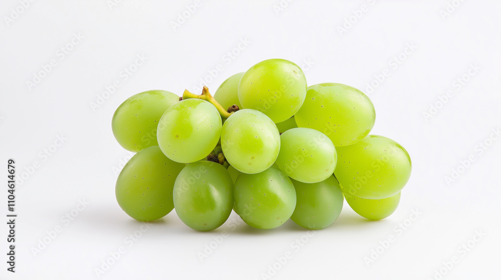 Fresh green grapes are displayed in cluster, showcasing their vibrant color and natural sheen. Fresh green grapes are displayed in cluster, showcasing their vibrant color and natural sheen.