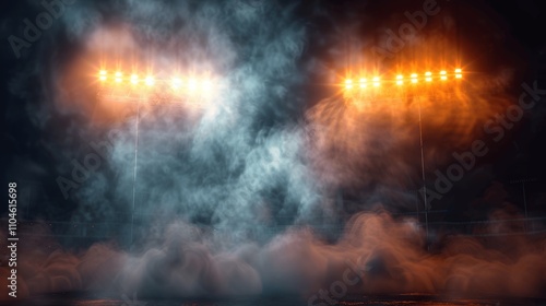 Stadium Lights and Smoke at Night