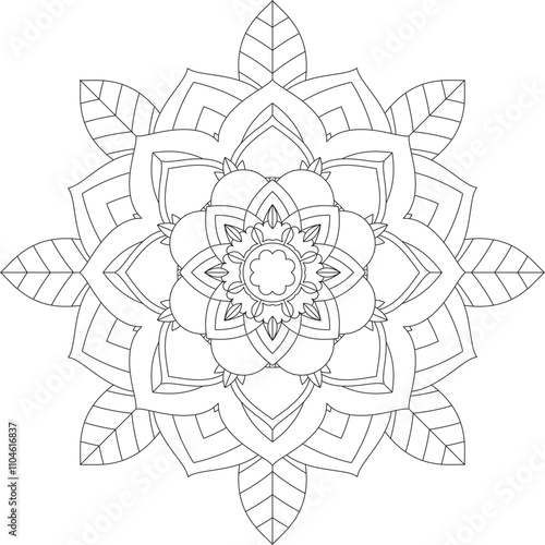 Easy Mandala coloring book simple and basic for beginners, seniors and children. Set of Mehndi flower pattern for Henna drawing and tattoo. Decoration in ethnic oriental, Indian style.	
