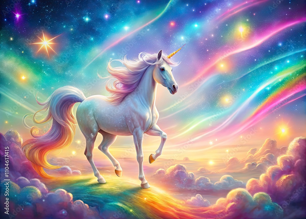 Pastel Rainbow Swirl Background with Stars - Fantasy Neon Unicorn Pattern in a Bright Multicolored Sky Pastel Rainbow Swirl Background with Stars - Fantasy Neon Unicorn Pattern in a Bright Multicolored Sky