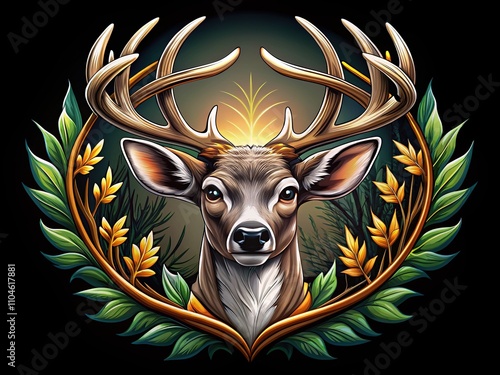 Majestic White-Tailed Deer Trophy Logo - Hunting Excellence AI Art photo