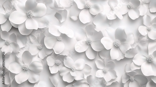 Elegant White Floral Background with Delicate Flower Petals