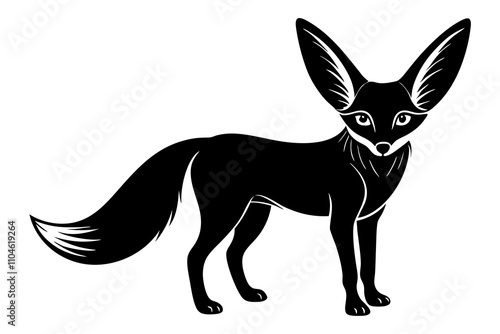 Desert Fox with Large Ears Pricked Up – Fox Silhouette Vector Illustration