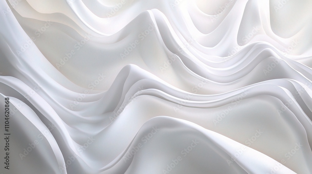 Obraz premium Flowing White Fabric Waves with Soft Natural Light in Background