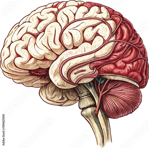 Human brain vector illustration on white background