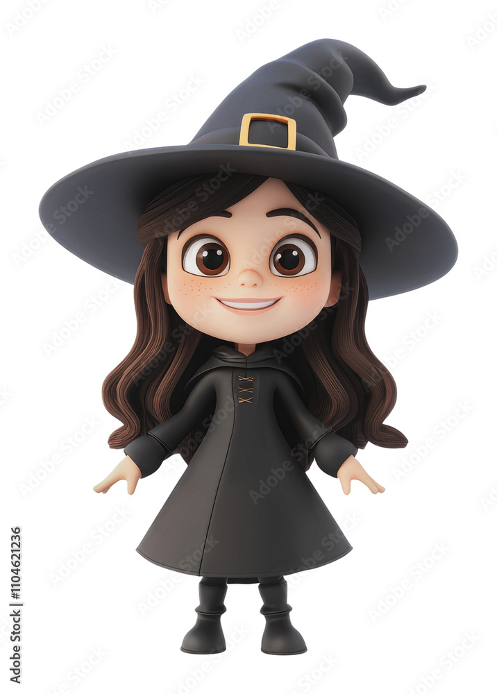 Cute witch figurine with a playful expression, cut out - stock png. Cute witch figurine with a playful expression, cut out - stock png.