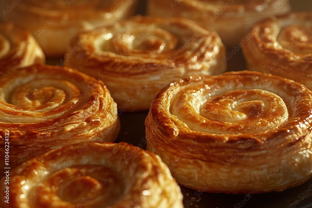 Fototapeta premium Freshly baked pies background, close up, space for text