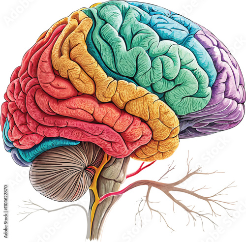 Human brain vector illustration on white background