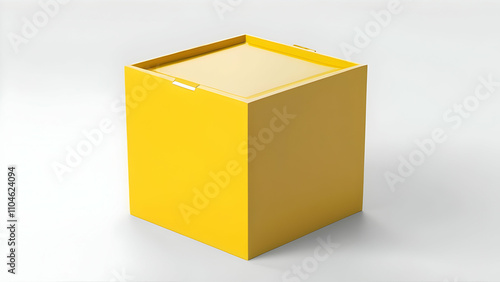 Yellow square box on white background.