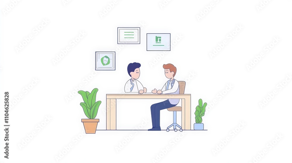 Two Professionals Having a Productive Discussion in an Office Setting Two Professionals Having a Productive Discussion in an Office Setting