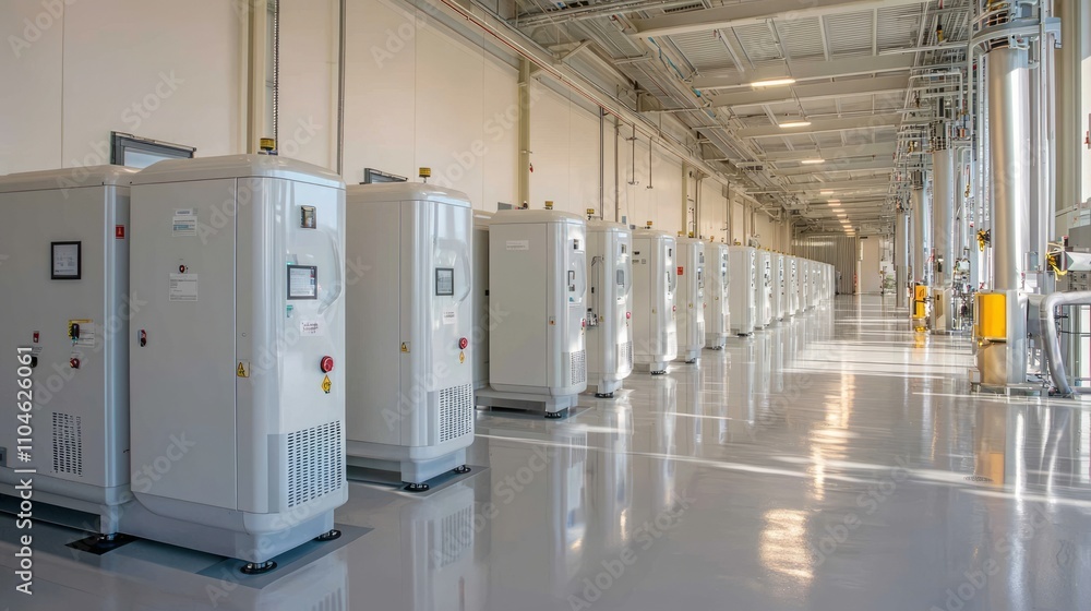 Industrial Facility with Row of Machines-5616745f Industrial Facility with Row of Machines-5616745f