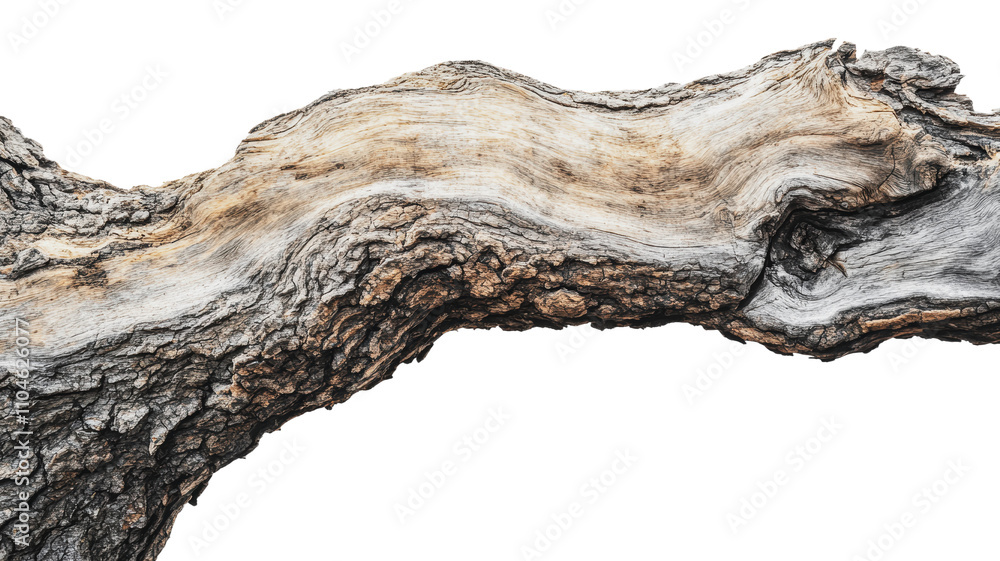 Unique gnarled tree branch artfully displayed, cut out - stock png. Unique gnarled tree branch artfully displayed, cut out - stock png.