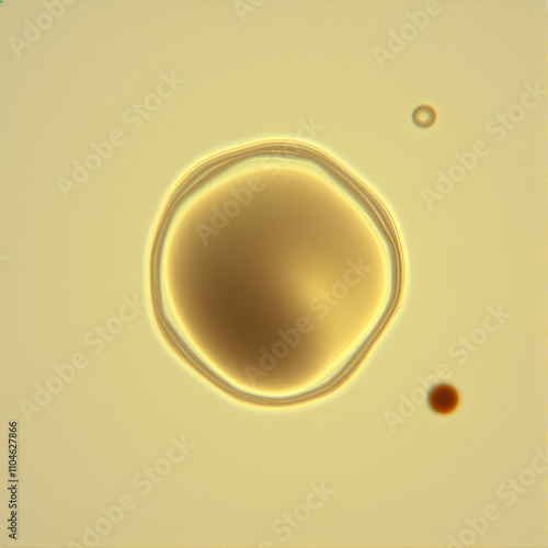 Microscopic viewing of fat cells reveals large fat droplets and their peripheral nuclei. photo