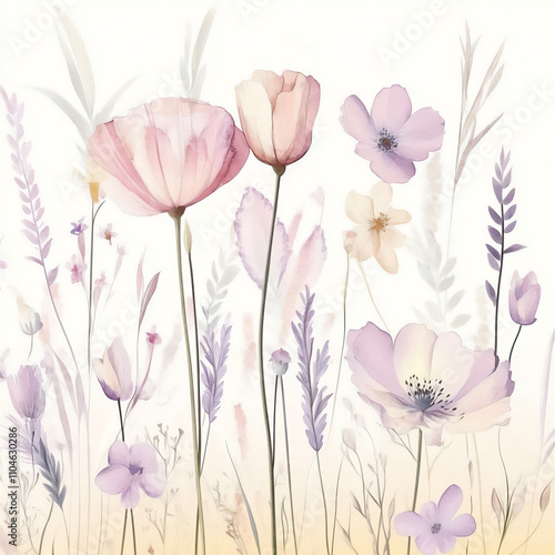 watercolor background with poppies