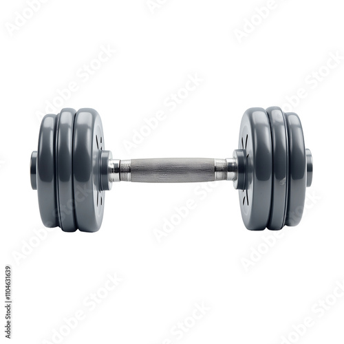 Heavy dumbbell resting on a flat surface, ready for use in strength training and physical fitness routines at a gym or home workout space photo