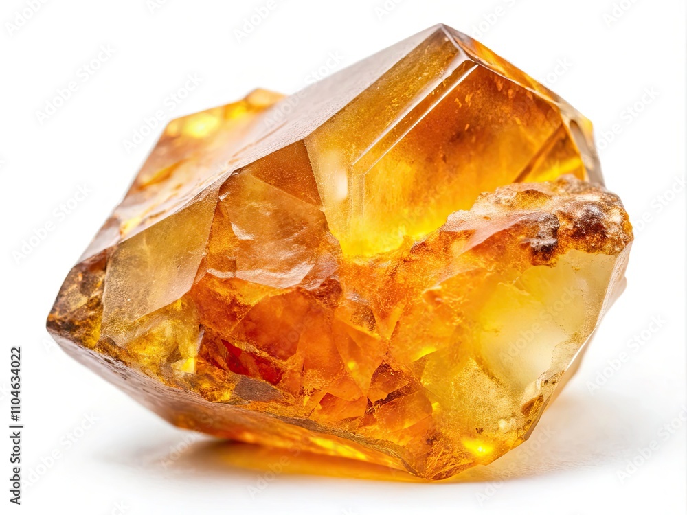 Stunning Macro Photography of Raw Citrine Gemstone Isolated on White Background, Highlighting Natural Beauty, Texture, and Color for Gemstone Collectors and Jewelry Designers Stunning Macro Photography of Raw Citrine Gemstone Isolated on White Background, Highlighting Natural Beauty, Texture, and Color for Gemstone Collectors and Jewelry Designers