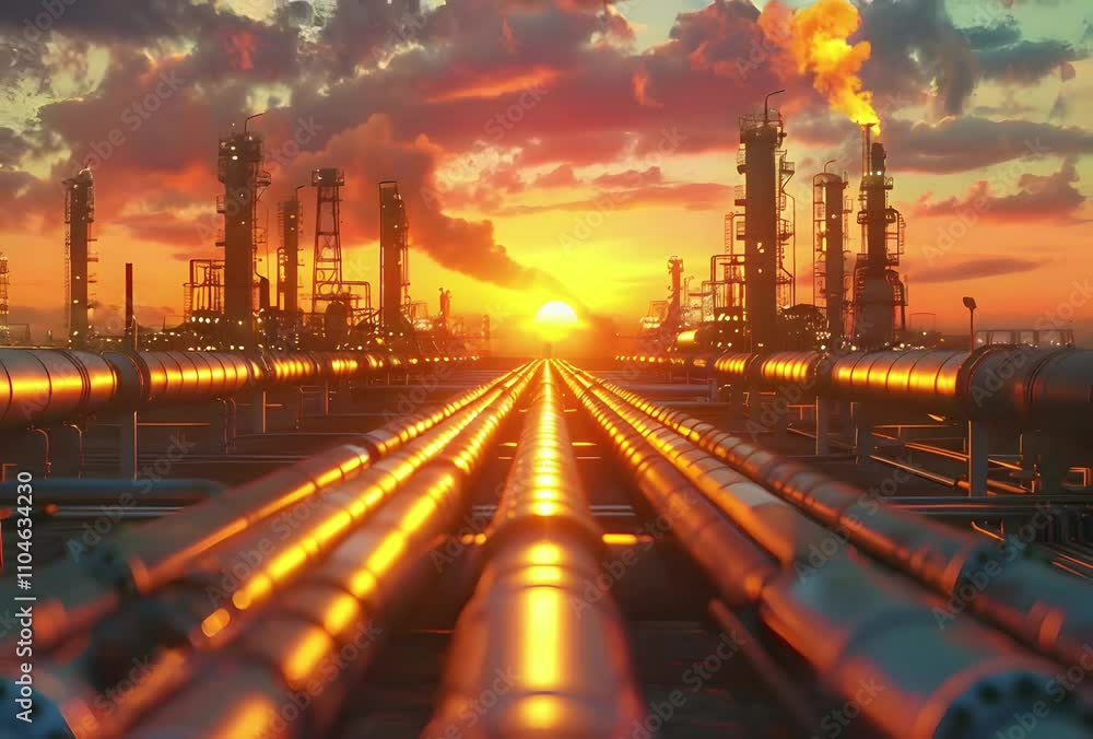 Pipeline in an Oil Refinery Factory Pipeline in an Oil Refinery Factory