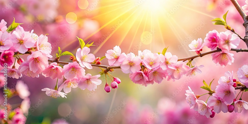 Spring Sakura Banner, Pink Cherry Blossom Background, Sunny Floral Wallpaper, Low Light Photography, Horizontal Image Spring Sakura Banner, Pink Cherry Blossom Background, Sunny Floral Wallpaper, Low Light Photography, Horizontal Image