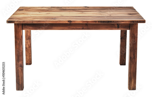 Simple rustic wooden table in natural wood, cut out - stock png.