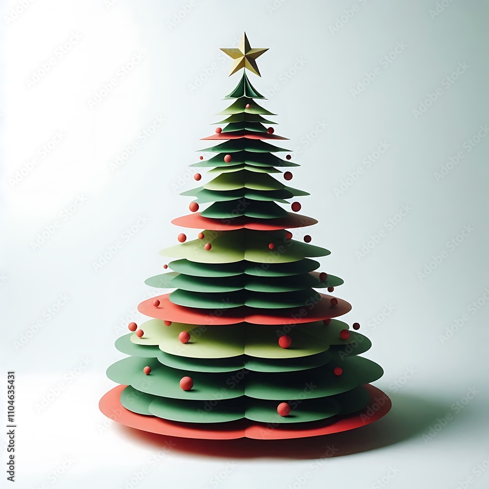 Abstract Paper Christmas Tree Design With Ornaments Abstract Paper Christmas Tree Design With Ornaments