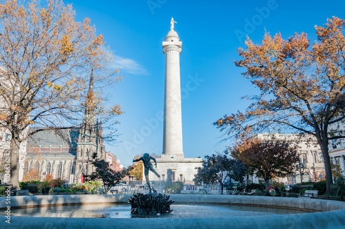 An Autumn Evening in Mount Vernon, Baltimore MD USA photo