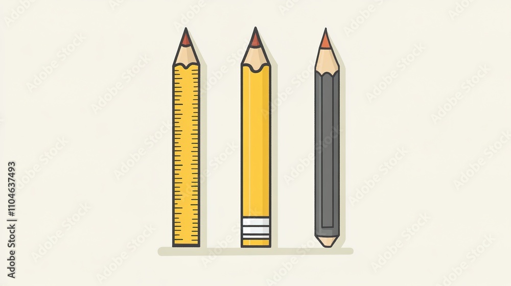Simplified pencil and ruler icon design in vector format, featuring a clean and minimal one-color illustration. A modern and versatile symbol perfect for educational, creative, or design purposes. Simplified pencil and ruler icon design in vector format, featuring a clean and minimal one-color illustration. A modern and versatile symbol perfect for educational, creative, or design purposes.