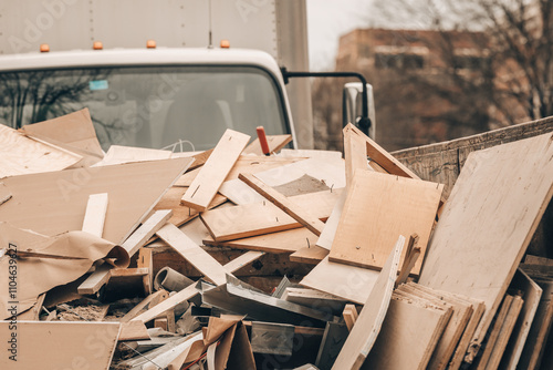 Construction work van Vehicle and Debris Materials 