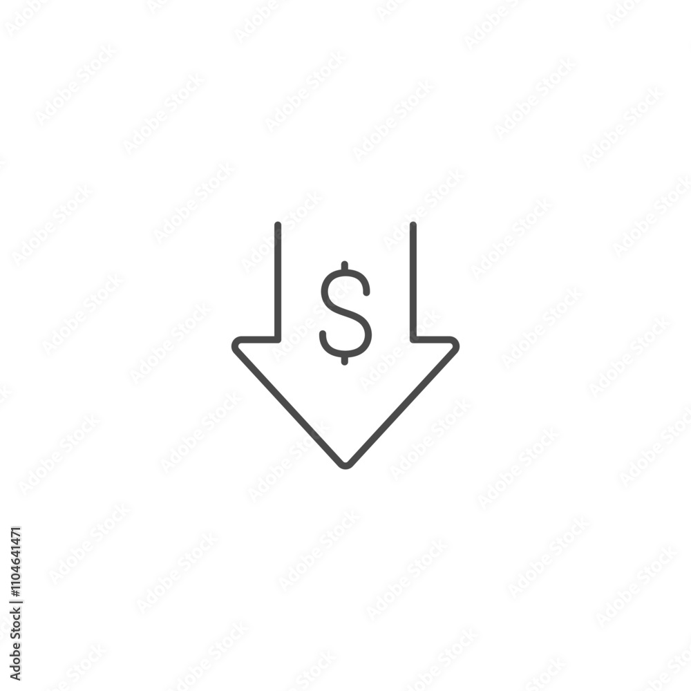 Cost reduction dollar down icon template vector illustration Cost reduction dollar down icon template vector illustration