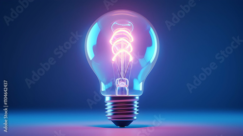 A Vibrant, Neon-Lit Lightbulb Symbolizing Innovation