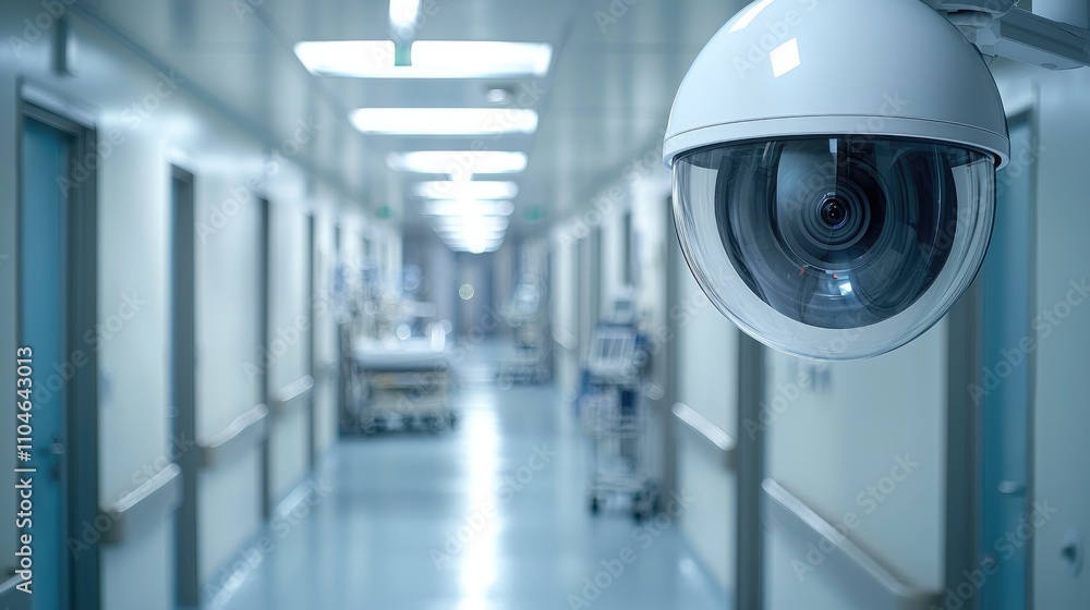 Modern Security Camera in Hospital Corridor Ensuring Safety and Surveillance in Healthcare Environment Modern Security Camera in Hospital Corridor Ensuring Safety and Surveillance in Healthcare Environment