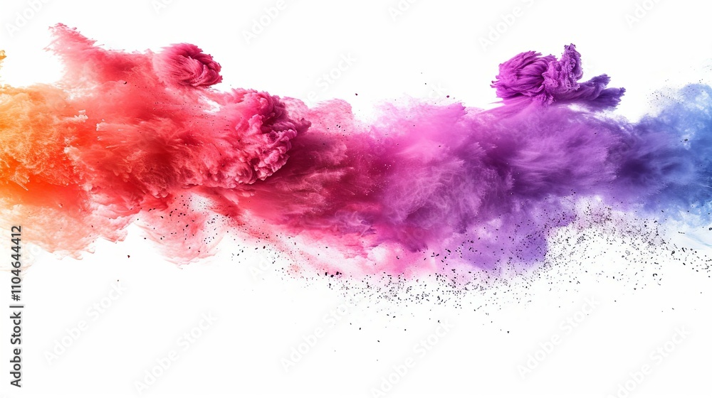 Vibrant Rainbow Powder Explosion Against a White Background Vibrant Rainbow Powder Explosion Against a White Background
