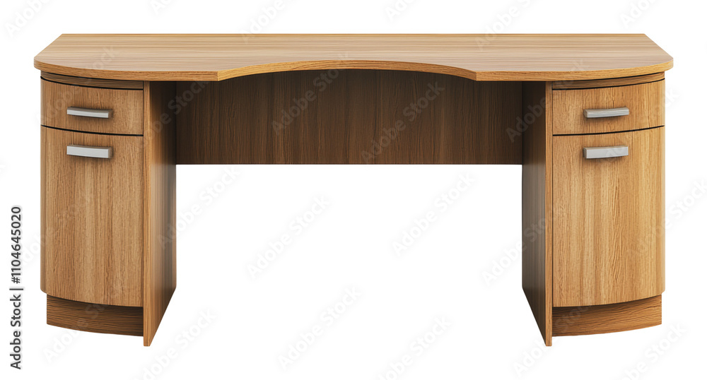 Simple wooden desk with storage compartments, cut out - stock png. Simple wooden desk with storage compartments, cut out - stock png.