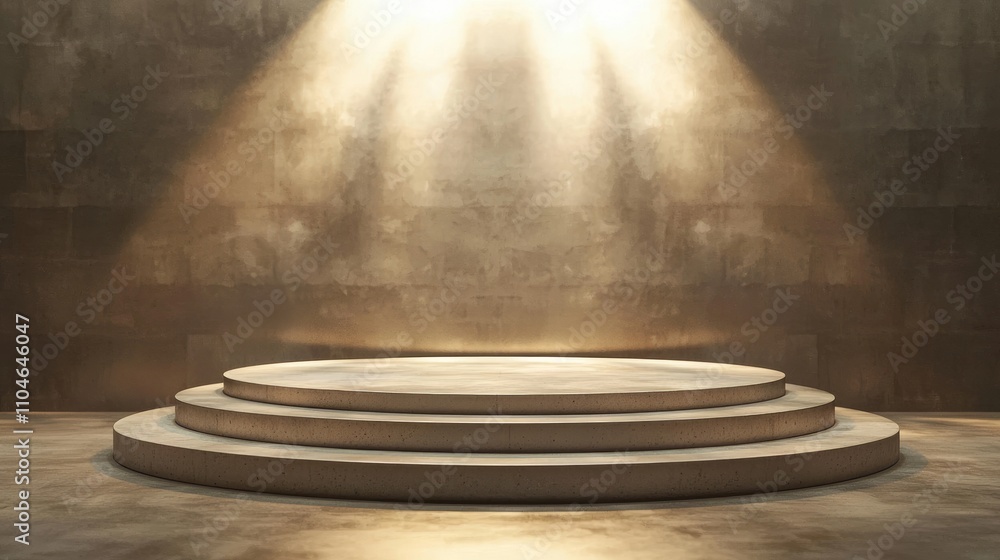 Obraz premium Concrete Platform with Spotlight and Rough Wall