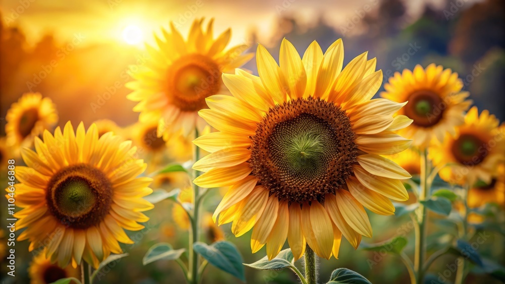 Obraz premium Vibrant Portrait of Isolated Sunflower Set 1 Captured Against a Bright Background, Showcasing Nature's Beauty and the Intricacies of Each Bloom for Stock Photography Purposes