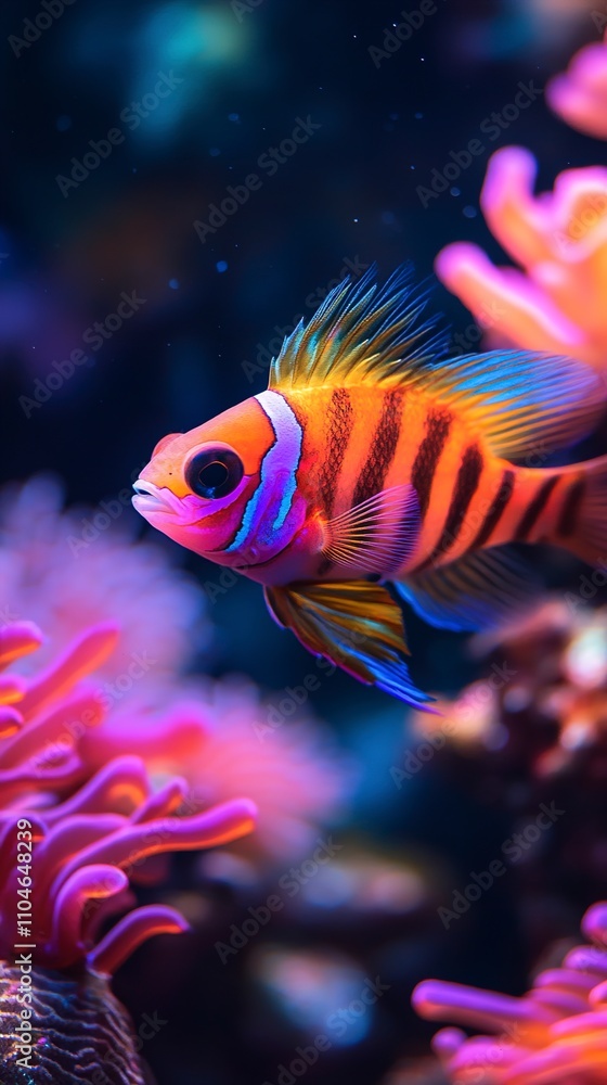 Vibrant Mandarin Fish in Coral Reef Aquarium Vibrant Mandarin Fish in Coral Reef Aquarium
