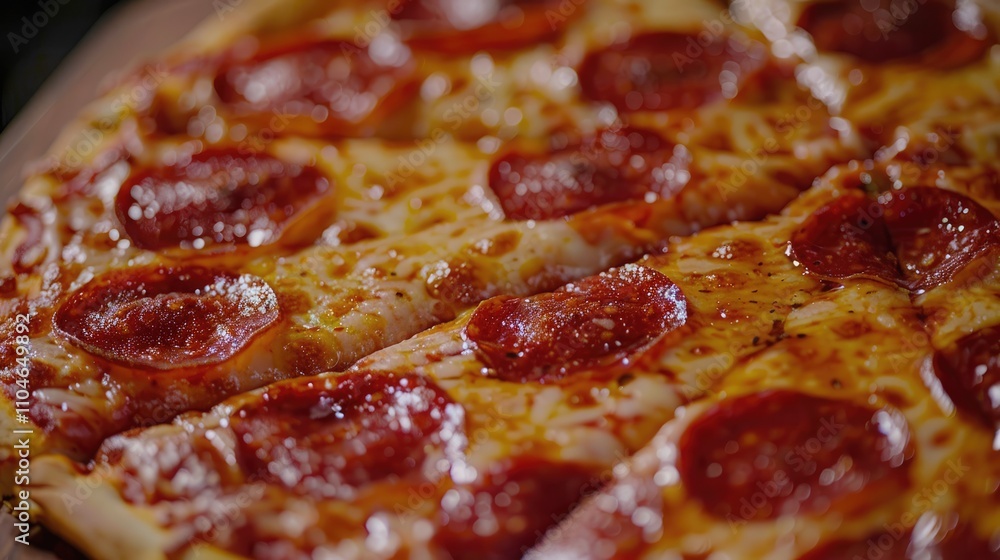 Close-up view of sliced pepperoni pizza Close-up view of sliced pepperoni pizza