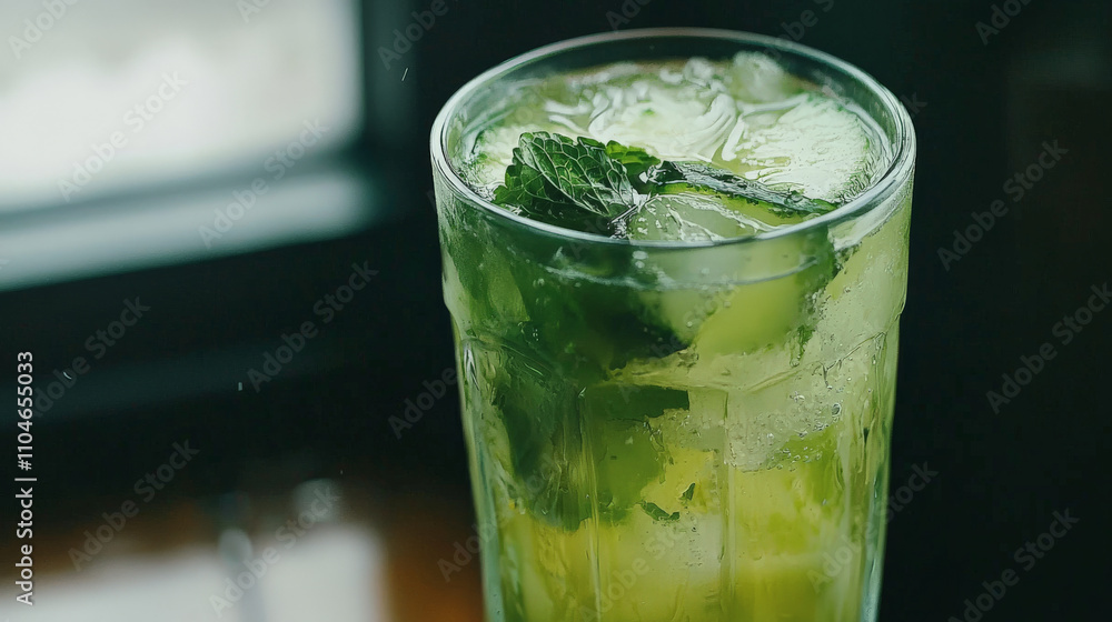 refreshing detox drink with chia seeds, lemon, cucumber, and mint in glass, perfect for healthy lifestyle. vibrant green color and fresh ingredients make it ideal choice for hydration refreshing detox drink with chia seeds, lemon, cucumber, and mint in glass, perfect for healthy lifestyle. vibrant green color and fresh ingredients make it ideal choice for hydration