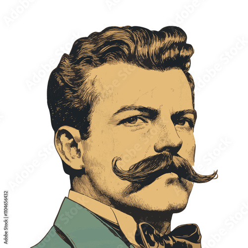 Vintage style illustration of a gentleman with a large mustache