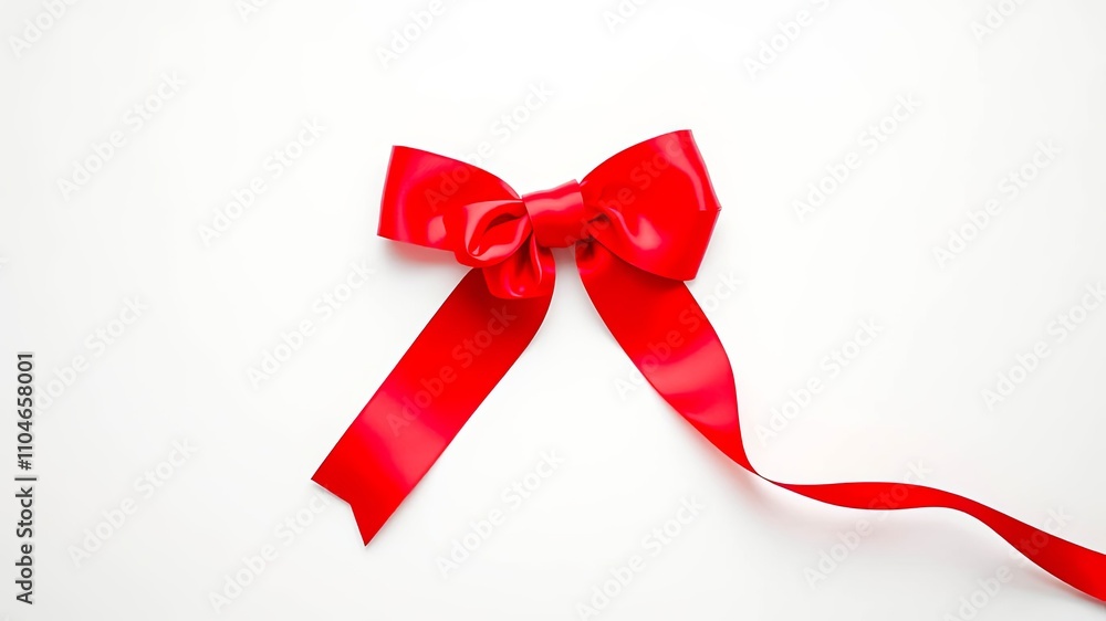 A vibrant red satin ribbon bow isolated on a clean white background, perfect for celebratory designs and elegant gift wrapping illustrations. A vibrant red satin ribbon bow isolated on a clean white background, perfect for celebratory designs and elegant gift wrapping illustrations.
