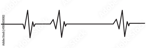 Heart rate monitor line vector.  Heart rate pulse rhythm line  with editable stroke. isolated on white background. Vector  illustration. EPS 10