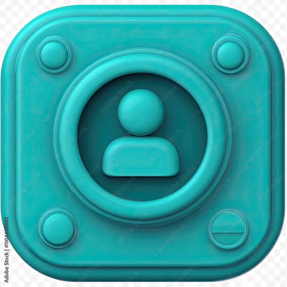 Teal 3D user profile icon with rounded edges and circular inset. Teal 3D user profile icon with rounded edges and circular inset.