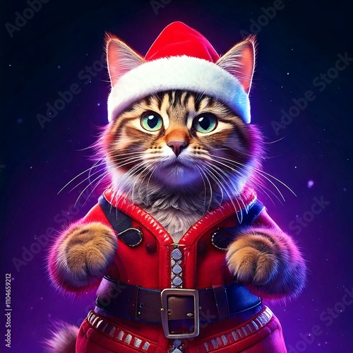 cat in christmas hat