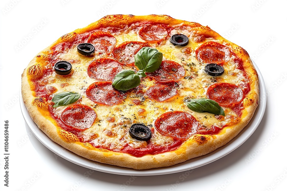 Excellent quality pizza marguerite isolated on a white backdrop. Generative Ai Excellent quality pizza marguerite isolated on a white backdrop. Generative Ai