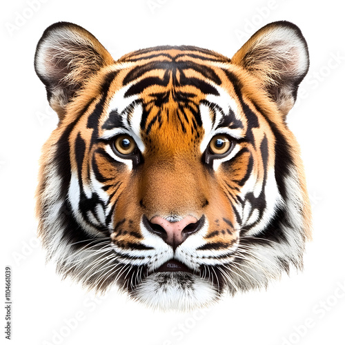 head of sumateran tiger with white shades, detailed, png photo