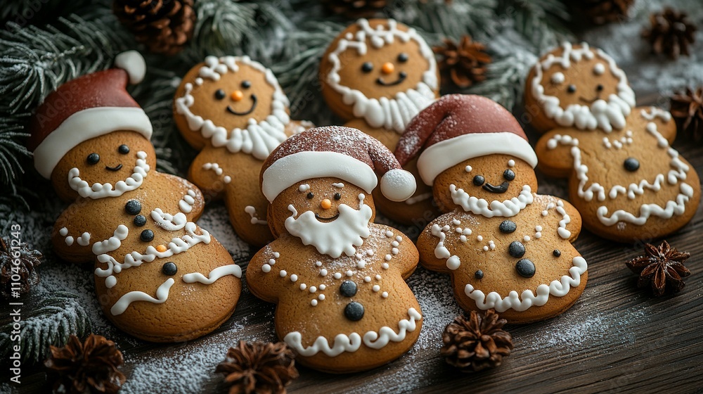 Festive Gingerbread Men Cookies Decorated For Christmas Festive Gingerbread Men Cookies Decorated For Christmas