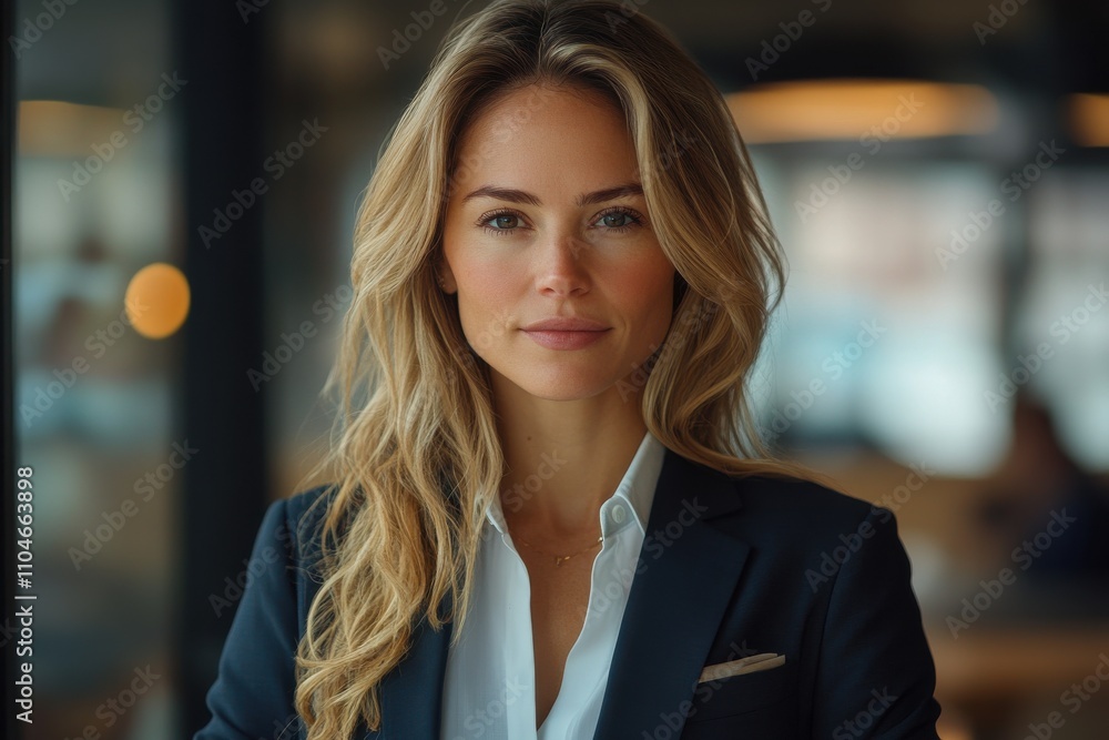 A woman in a business suit with long blonde hair and a white shirt. Generative AI A woman in a business suit with long blonde hair and a white shirt. Generative AI
