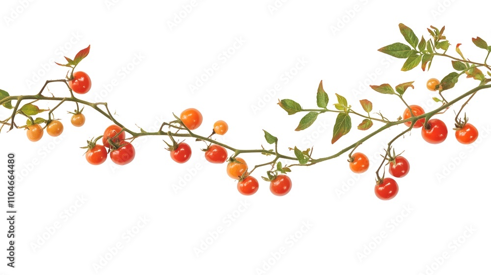 branch of delicious fresh cherry tomatoes isolated on white background branch of delicious fresh cherry tomatoes isolated on white background