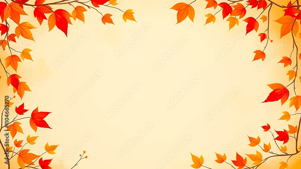 Autumnal foliage border on a cream background, perfect for seasonal designs and invitations. Autumnal foliage border on a cream background, perfect for seasonal designs and invitations.